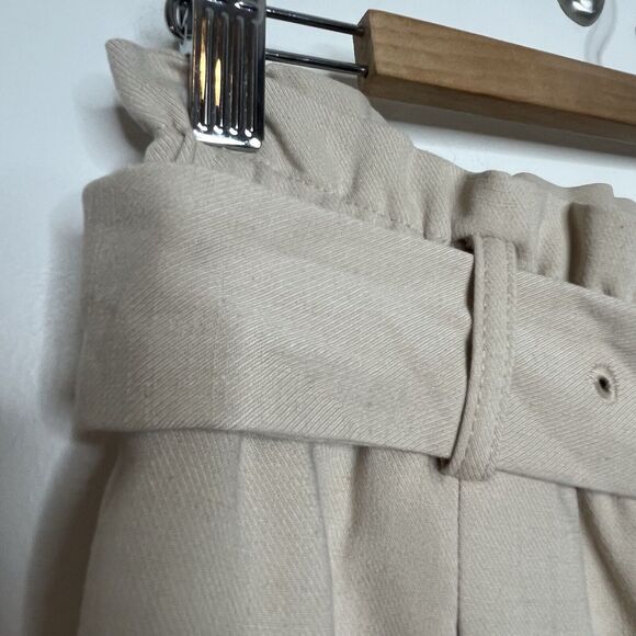 Ann Taylor Wide Leg High Rise Belted Trouser Pants Khaki Tan Womens Small - Picture 3 of 10